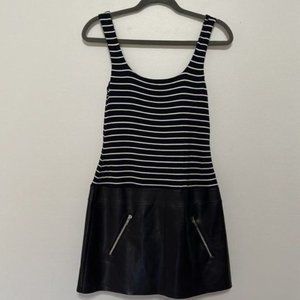 Bailey44 Striped Faux Leather Sleeveless Navy Mini Dress Size S
